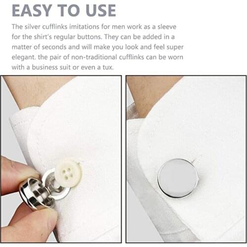 1 Pair Brass Round Cuff Button Cover Cuff Links for Mens Wedding Formal Shirt J78F