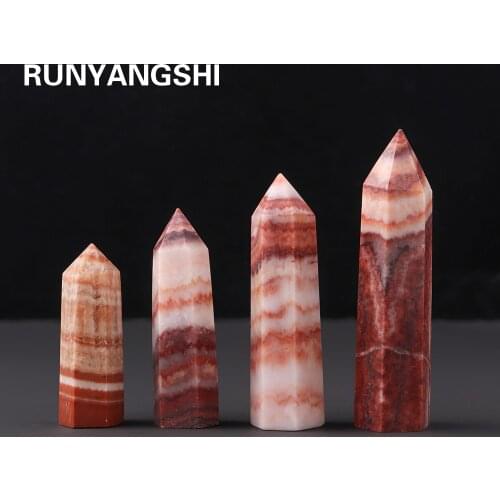 1pcs 5-8cm Natural Crystal Rhodochrosite Quartz Point Healing Stone Hexagonal Prisms Pork stone Obelisk Wand Treatment crystal