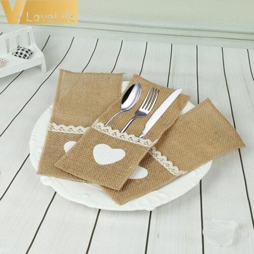 10Pcs Lace Rustic Wedding Burlap 11x21cm Wedding Party Supplies Bag Rustic Jute Table Decoration Accessories