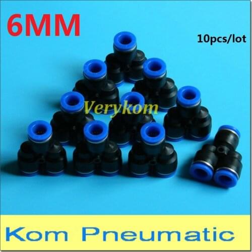 10X Free Shipping Verykom Pneumatic 6MM Tube Push in Connector Y Union Tee PY-6 One Touch Air Quick Fitting Joiner APY-6