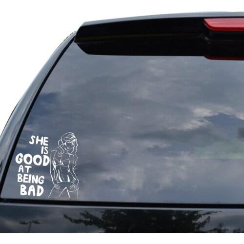 13.3*13.7CM Sexy Girl Is Good At Being Bad Fashion Style Car Sticker Vinyl Decal Black/Silver Cartoon Design C20-0766