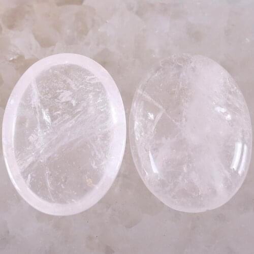 1Pair 30MM Oval Natural Stone Bead White Crystal Quartz CAB Cabochon For Jewelry Making DIY Bracelet Necklace Stone Bead No Hole