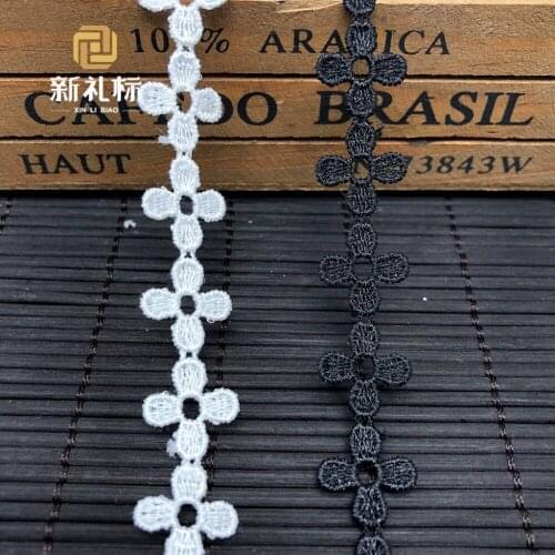 30yards White Flower Water Soluble Embroidery Lace Trim Sewing Lace Fabric Balck Lace Ribbon DIY Patchwork Craft Accessories