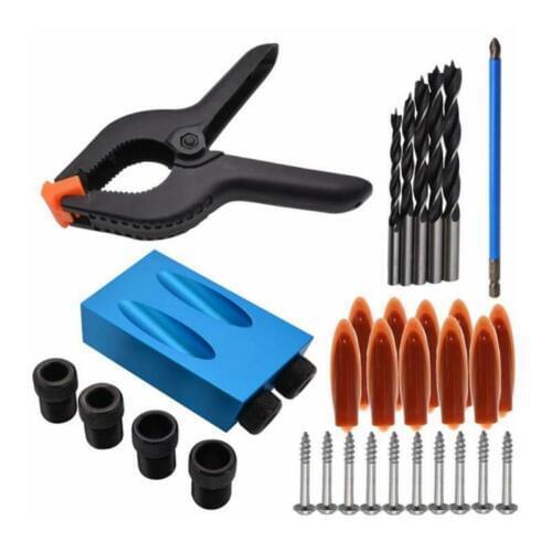 34Pcs Pocket Hole Jig Kit DIY Woodworking Drill Bit Set Magnetic Screwdriver Bit Screws Carpenters Wood Joint Tool Durable