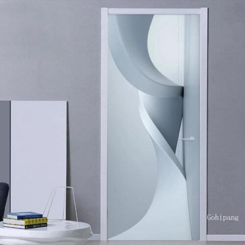 3D Stereo Abstract Geometric Space Pvc Self-Adhesive Door Sticker Wallpaper Living Room Study Waterproof Home Decal 3D Stickers