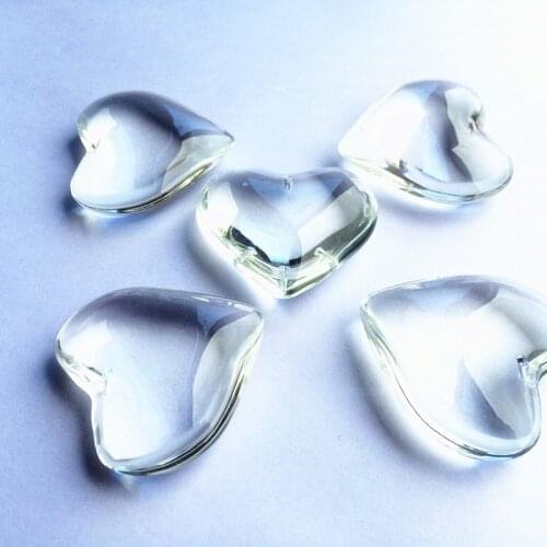 50pcs 41*41MM Transparent Crystal Glass Heart Shape Ornament Magic Hanging Pendants Beads Curtain Accessories Wedding Decoration