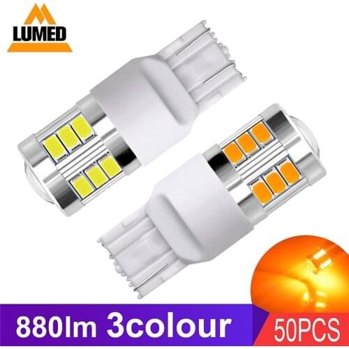 50x 7440 7443 LED T20 W21W Car LED Lights Stop Brake Reverse Lamp Turn Signal Light 18 5630 LED
