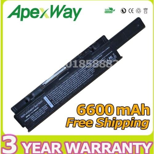Apexway 6600mAh 9 cells Laptop Battery WU946 MT264 KM965 A2990667 312-0701 KM958 For Dell Studio 1535 1536 1537 1555 1557 1558