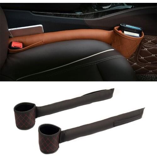 Car Seat Gap Filler Pad PU Leather Side Pocket for Small Drink Holder Seat Crevice Catcher Stopper for Phone Wallet Keys Coins