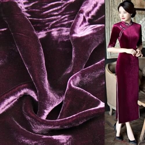 Deep wine red silk velvet fabric silk and viscose blended fabric 210g/meter,SVL014