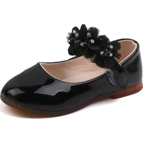 Beige Pink Black Kids Baby Rhinestone Princess Shoes Children Wedding Party Dress Leather Sandal For Girls Dance Shoes New