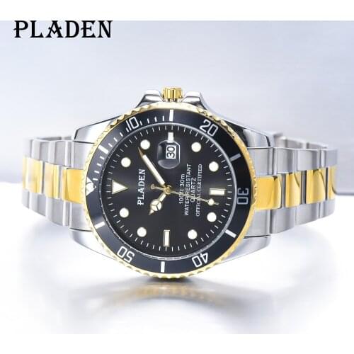 PLADEN Casual Mens watches luxury High Quality full Steel Quartz Wristwatch Business Sport Dive Male Clock Relogio Masculino