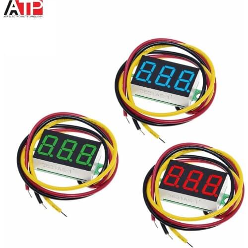 1PCS 0.36 Inch 0.36" Digital Voltmeter Red Green Blue DC 0V-100V Three Lines 3 digit Voltage Panel Meter Display led Color