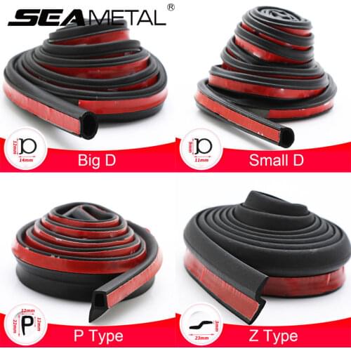 D/P/Z 4 Types Car Door Seal Strips Waterproof Rubber Strip Sound Insulation Dustproof Auto Sealing Sticker Stripe Car Styling 4M