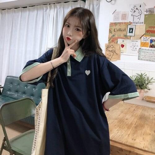 Female Korean Harajuku Casual Loose Love T-shirt Womens T-shirts Tops Japanese Kawaii Ladies Cute Ulzzang Clothes For Women