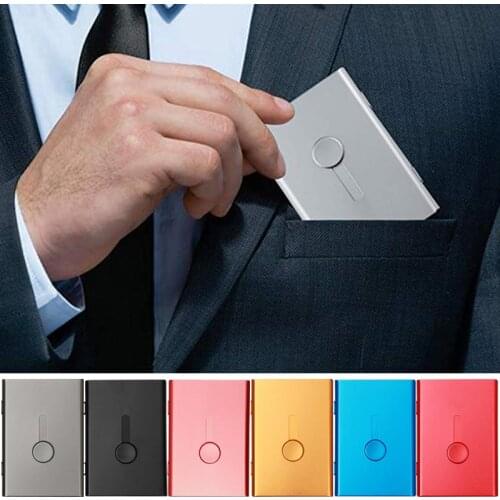 Business Card Holder Hand Push Card Case Bank Card Membership Package Metal Ultra Thin Business Card Packaging Box Organizer