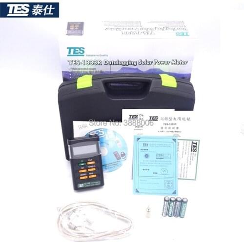 TES1333R/TES-1333R Solar Power Meter Solar Radiation Meter Gauge Power Meter RS232 Data Line Data Output Storage 4300 Group