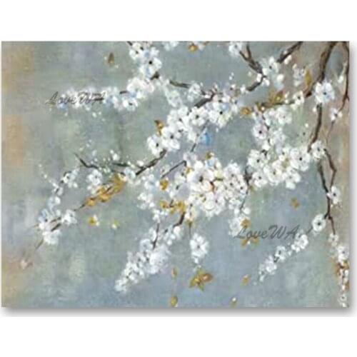 Plum Flowers Canvas Picture Art Pure Handmade Modern Home Wall Decor Abstract Flower Oil Painting Canvas Artwork For Living Room