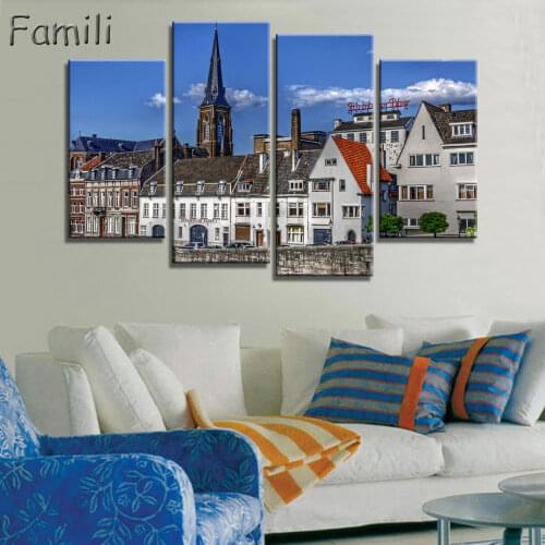 2018 Fallout Cuadros Paintings 4 Piece Netherlands Bus Canvas Painting Modern Home Decor Wall Art Picture Printing For Living Ro