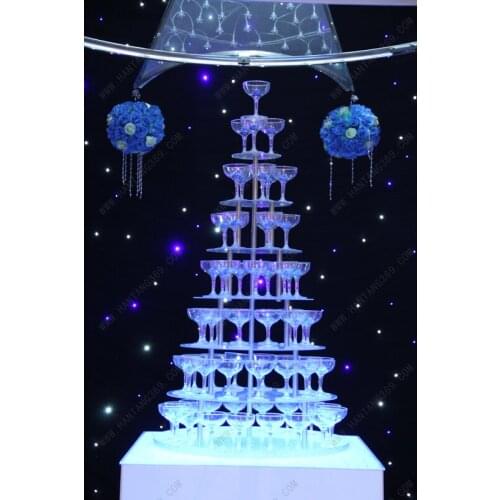 Seven tiers round arcrylic champagne tower, Banquet champagne tower,Party table wine tower