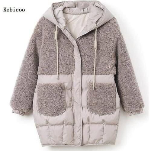 Autumn New Parkas basic jackets Female Women Winter plus velvet lamb hooded Coats Cotton Winter Jacket Womens Outwear coat