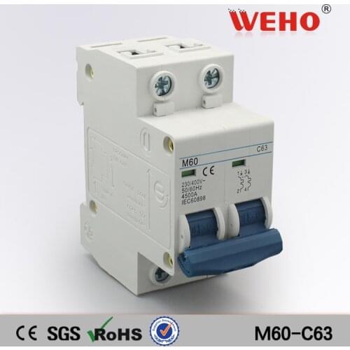 M60-C63 Import China Goods 2P 63 Amp Miniature Circuit Breaker Mcb
