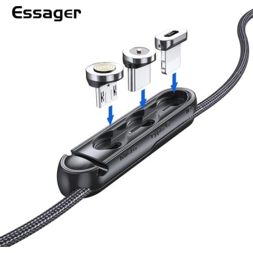 Essager Magnetic Plug Case Durable Magnet Chagrer Adapter Connector Silicone Cable Organizer For IPhone Micro USB Type C