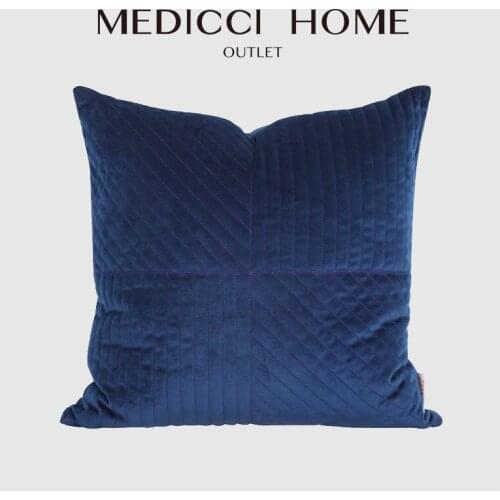 Medicci Home Luxury Quilted Cushion Cover 50x50cm Modern Lush Velvet Pillow Cases Hidden Zipper Chaise Longue Sofa Decorating