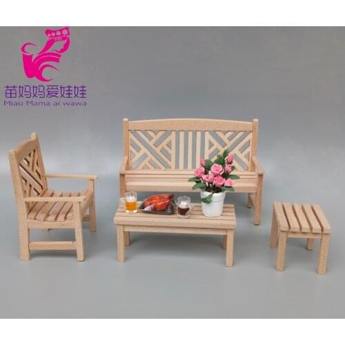 Mini Doll house furniture outdoor garden chair desk table bench set 1:!2 dollhouse diy accessories