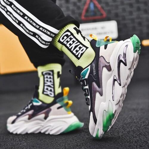 Spring Mens Running Shoes Breathable Chunky Sneakeers Outdoor Wear-resistant Reflective Jogging Shoes for Men Zapatillas Hombre