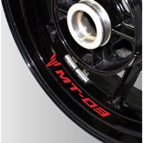 A set of 8pcs high quality Motorcycle Wheel Sticker Decal Reflective Rim Motorcycle logo decal for YAMAHA MT-03 mt 03
