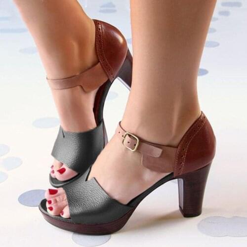 2020 new Chunky Heel Women Sandals Summer women shoes Ankle Strap Elegant Ladies Shoes High Heel Leather Female Sandals Pumps