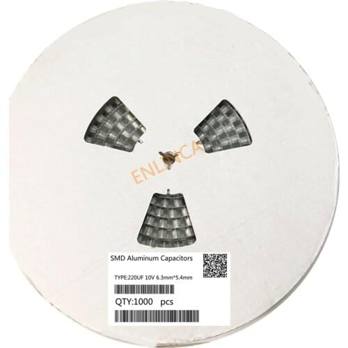 Original 1000pcs 220UF 10V 6.3mm*5.4mm SMD electrolytic capacitor 20