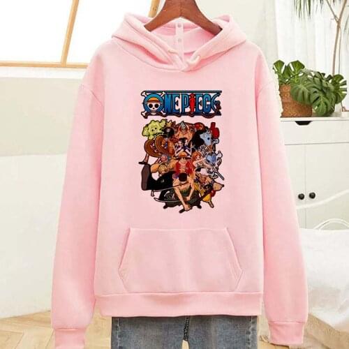 Oversize Harajuku Winter Japanese anime ONE PIECE Luffy Straw Hat Crew Printed Hoodie Clothes Women Aesthetic Hoodies Sweatshirt