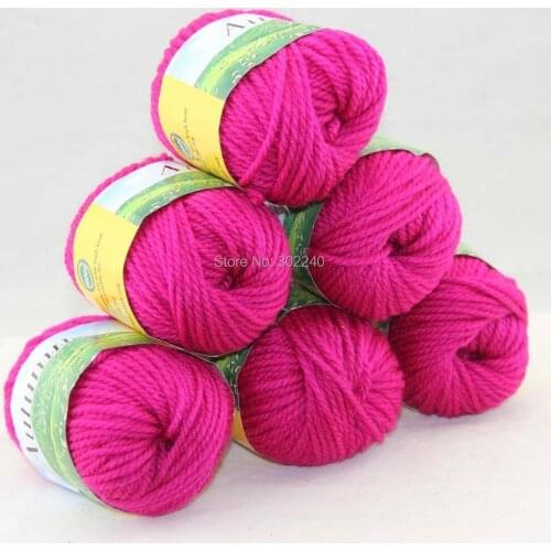 LOT of 6 BallsX50g Chunky Hand-woven Coarse Knitting Yarn Magenta 214