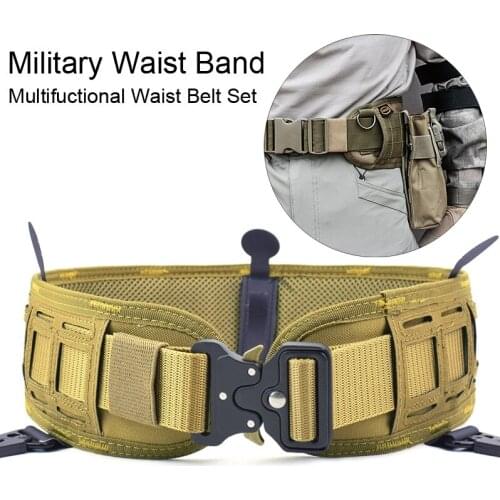 Adjustable Training Military Tactical Belt Set Man Police Tactical Belt Molle Waist Support Band Combat Hunting CS Outdoor Duty