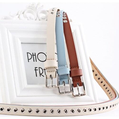 Women Belt Imitation Leather Alloy Pin Buckle Fine White Black Belt Jeans Fashion Decorative Rivet Creative Style Ladies Belts