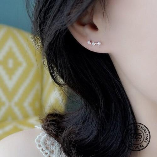 Rose Stud Earrings 925 Sterling Silver For Women Zircon Simple Korean Fashion High Quality Lady Hypoallergenic Jewelry INEFFA