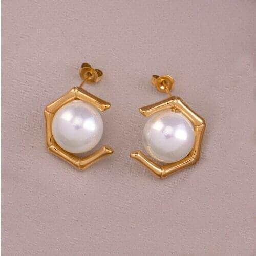 Europe and the United States2021 new style big pearl earrings new trend web celebrity cold wind retro temperament earrings