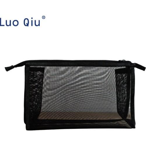 Storage bag black Japanese nylon transparent mesh multi-purpose cosmetic finishing bag travel wash bag