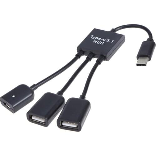 USB 3.1 Type C to Dual 2 Port USB2.0 Hub +Micro USB Extender Cable OTG Hub For Macbook For PC Laptop phone