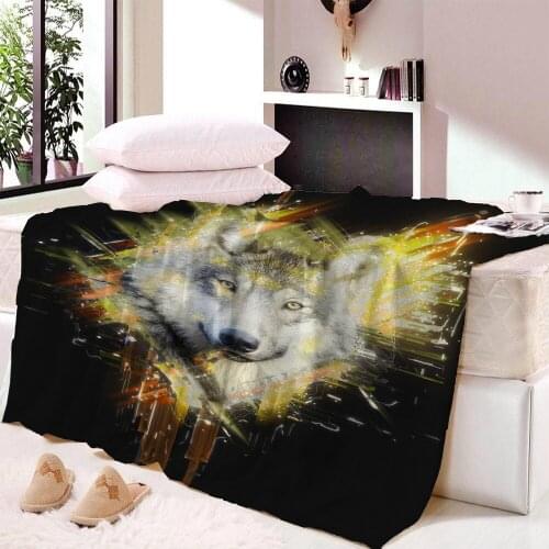 Wolf Spring Winter Blanket Gift for Girl Boys Teens 3D Print Animals Blanket Soft Flannel Fleece Blankets Sofa Bed Decor Bedding