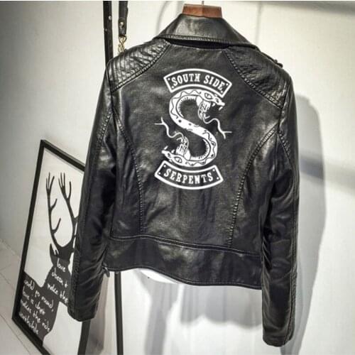 Riverdale PU Logo Printed Southside Riverdale Black Snakes Jackets Women Riverdale Snakes New Leather Jacket Streetwear