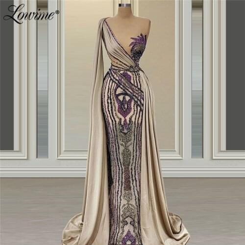 Lowime 2021 Abiye Vestido De Festa Longo Handmade Beaded Evening Dresses Mermaid Robe De Soiree Evening Formal Party Dress Robes