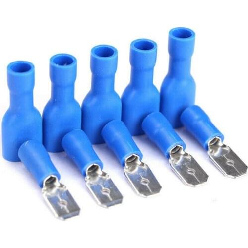 100pcs Male Female Spade Connectors Insulated Wire Cable Crimp Terminals Blue