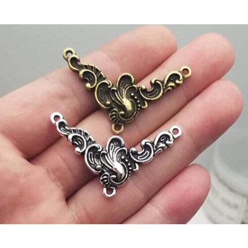 12pcs/lot--28x40mm, Antique silver plated/bronze plated Lucky Connector charms,DIY supplies,Jewelry accessories