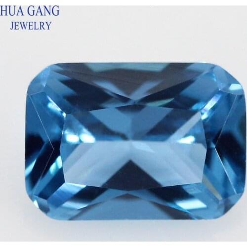 120# Blue Octangle Shape Princess Cut Synthetic Spinel Stone For Jewelry Size 3x5mm~10x12mm