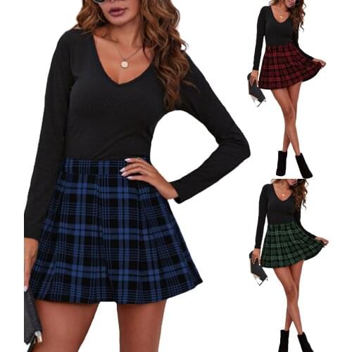2021 New Women Fashion Plaid Skirt Ladies Female Stylish Skirt for Shopping Gathering Daily Wear Joker Beautiful