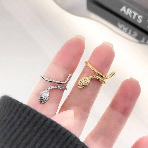 2021 New Arrival 14K Gold Plated Snake Adjustable Rings For Women Zircon Wedding Rings