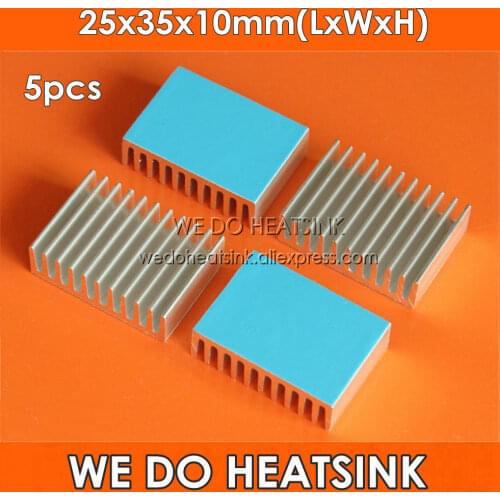 WE DO HEATSINK 5pcs 25x35x10mm 1W 3W 5W LED Power Heat Sink Aluminum Heatsink With Blue Thermal Double Side Adhesive Pad For Led
